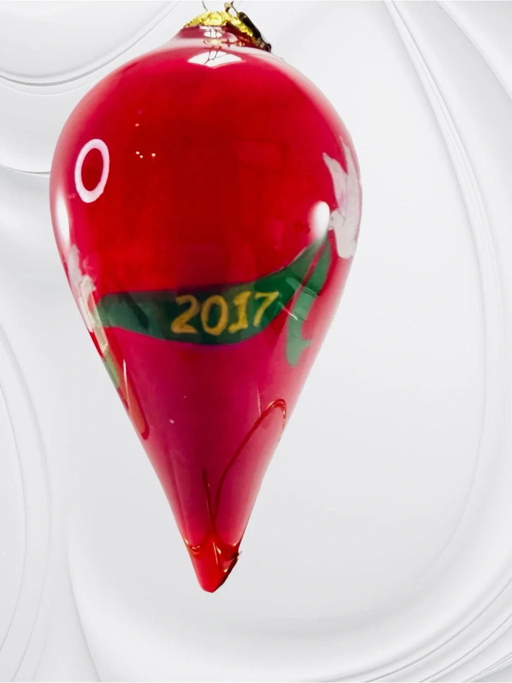 Pier 1 Imports Li Bien Christmas Ornament Angel Playing Violin 2017 Teardrop Red